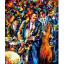 Gallery value USD15200 THE LOVELY MUSIC TRIO - PALETTE KNIFE Oil Painting On Canvas By Leonid Afremov