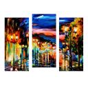 Gallery value USD18900 THE ROAD OF MEMORIES - SET OF 3 - PALETTE KNIFE Oil Painting On Canvas By Leonid Afremov