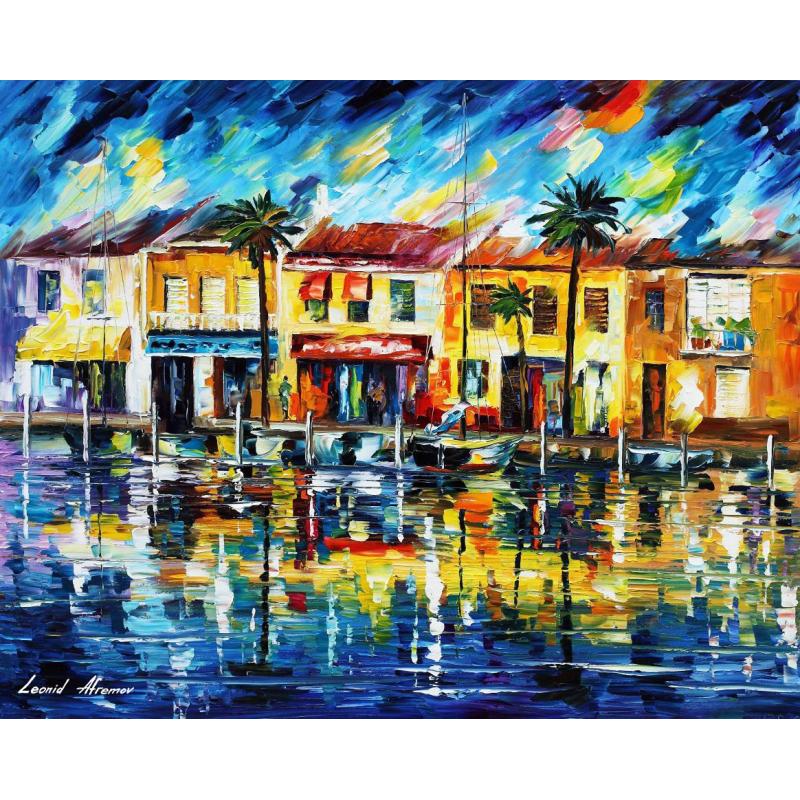 Gallery value USD18900 TROPICAL NIGHT  - PALETTE KNIFE Oil Painting On Canvas By Leonid Afremov