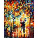 Gallery value USD8900 COUPLE UNDER ONE UMBRELLA- PALETTE KNIFE Oil Painting On Canvas By Leonid Afremov