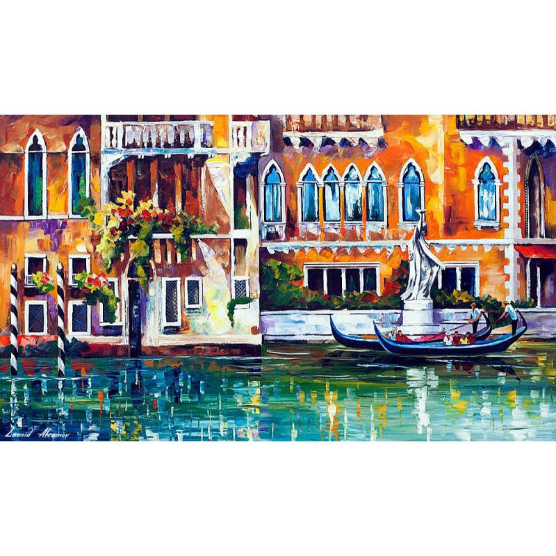 Gallery value USD18900 VENICE BUILDING - PALETTE KNIFE Oil Painting On Canvas By Leonid Afremov