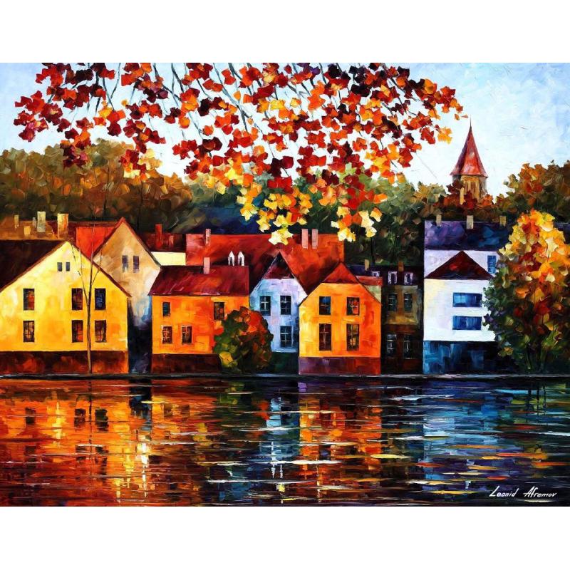 Gallery value USD11600 TOWN WHERE I GREW UP - PALETTE KNIFE Oil Painting On Canvas By Leonid Afremov