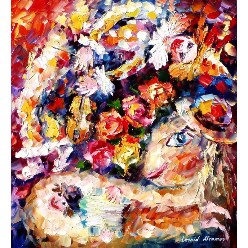 Gallery value USD6900 AIR CLOWN - PALETTE KNIFE Oil Painting On Canvas By Leonid Afremov