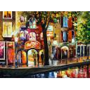 AMSTERDAM - THE RED LIGHT DISTRICT - PALETTE KNIFE Oil Painting On Canvas By Leonid Afremov