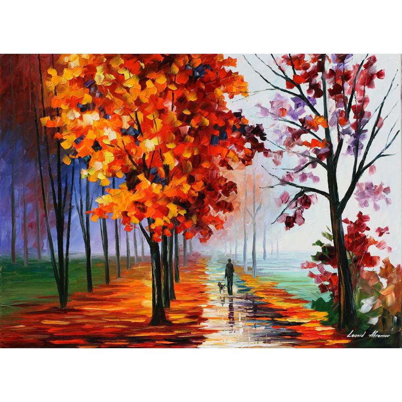 Gallery value USD14000 AUTUMN LILAC FOG - PALETTE KNIFE Oil Painting On Canvas By Leonid Afremov