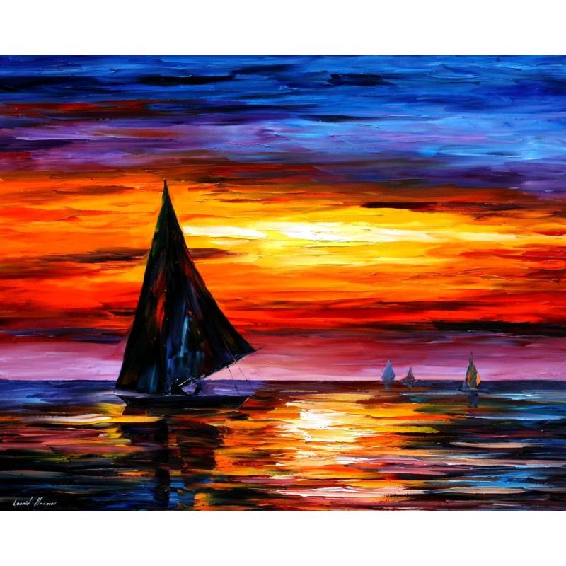 Gallery value USD11800 AWAY FROM THE SUNSET - PALETTE KNIFE Oil Painting On Canvas By Leonid Afremov