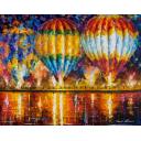 BALLOON NIGHT REFLECTIONS - PALETTE KNIFE Oil Painting On Canvas By Leonid Afremov