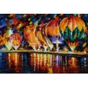 Gallery value USD12000 BALLOON PARK - PALETTE KNIFE Oil Painting On Canvas By Leonid Afremov