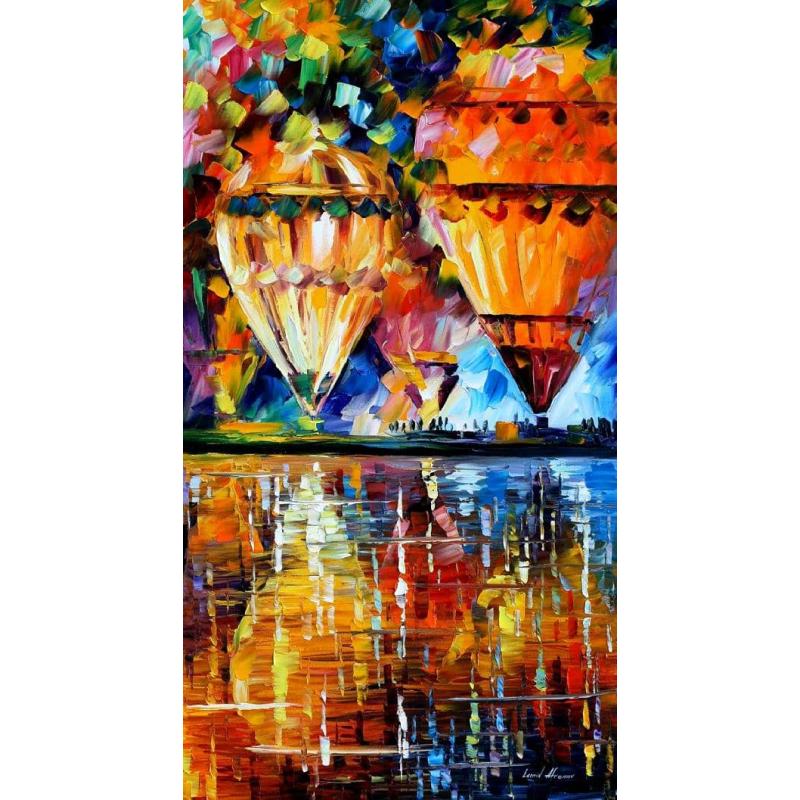 Gallery value USD19400 BALLOON REFLECTIONS - PALETTE KNIFE Oil Painting On Canvas By Leonid Afremov