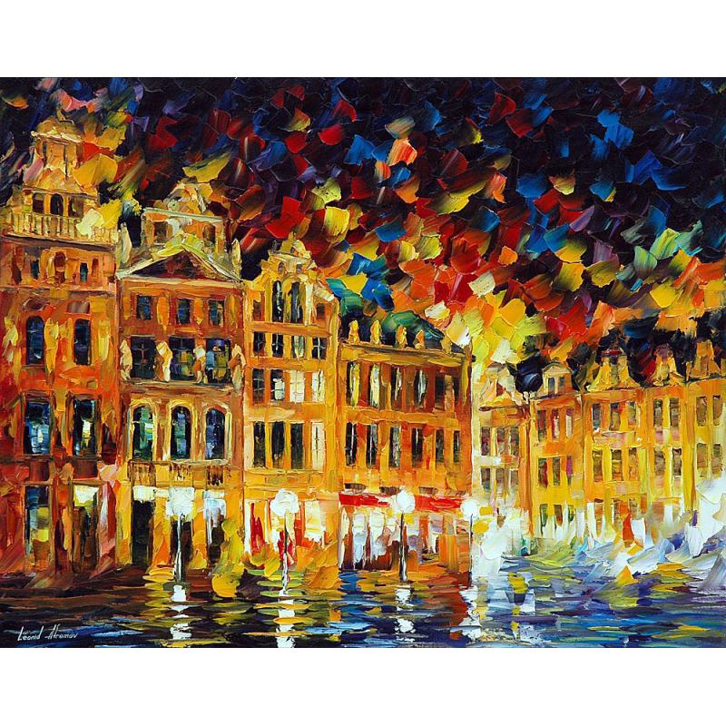 Gallery value USD19600 BELGIUM BRUSSELS - PALETTE KNIFE Oil Painting On Canvas By Leonid Afremov