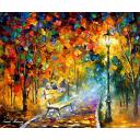 Gallery value USD9600 BENCH OF LOST LOVE - PALETTE KNIFE Oil Painting On Canvas By Leonid Afremov