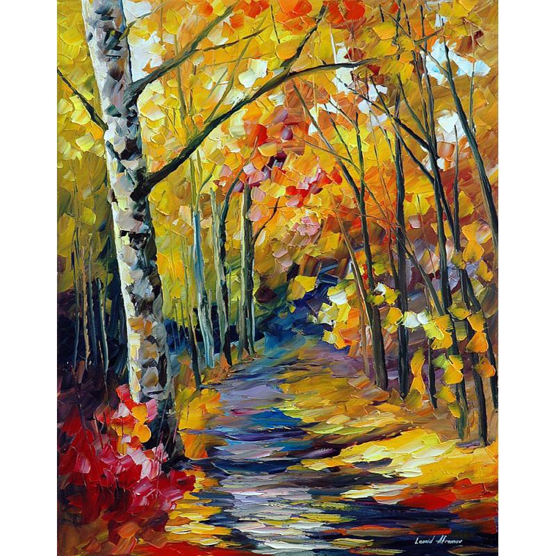 Gallery value USD19000 BIRCH FOREST - PALETTE KNIFE Oil Painting On Canvas By Leonid Afremov