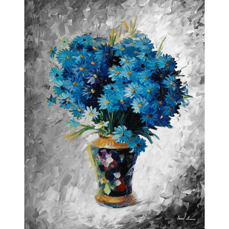 Gallery value USD16200 BLUE BOUQUET - PALETTE KNIFE Oil Painting On Canvas By Leonid Afremov