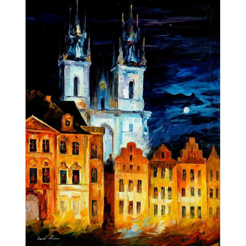 BLUE CASTLE - PALETTE KNIFE Oil Painting On Canvas By Leonid Afremov