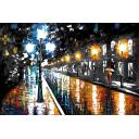 Gallery value USD10100 BLUE LIGHTS B&W - PALETTE KNIFE Oil Painting On Canvas By Leonid Afremov