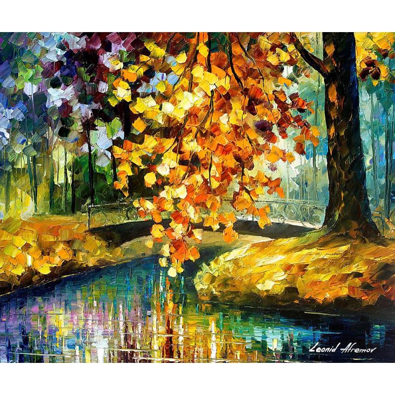 BRANCH OVER WATER - PALETTE KNIFE Oil Painting On Canvas By Leonid Afremov