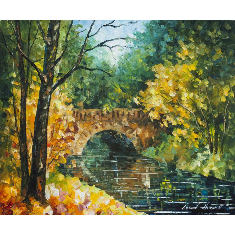 Gallery value USD16600 BRIDGE OVER ANGER - PALETTE KNIFE Oil Painting On Canvas By Leonid Afremov