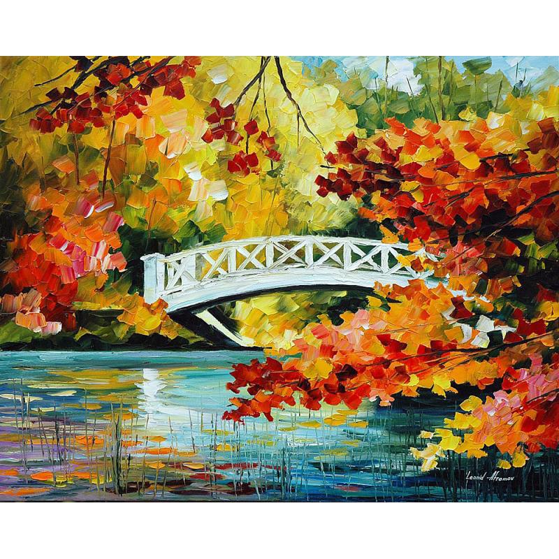 BRIDGE OVER INNOCENCE - PALETTE KNIFE Oil Painting On Canvas By Leonid Afremov