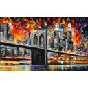 Gallery value USD7300 BROOKLYN BRIDGE B&W - PALETTE KNIFE Oil Painting On Canvas By Leonid Afremov