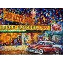 BURGER JOINT - PALETTE KNIFE Oil Painting On Canvas By Leonid Afremov