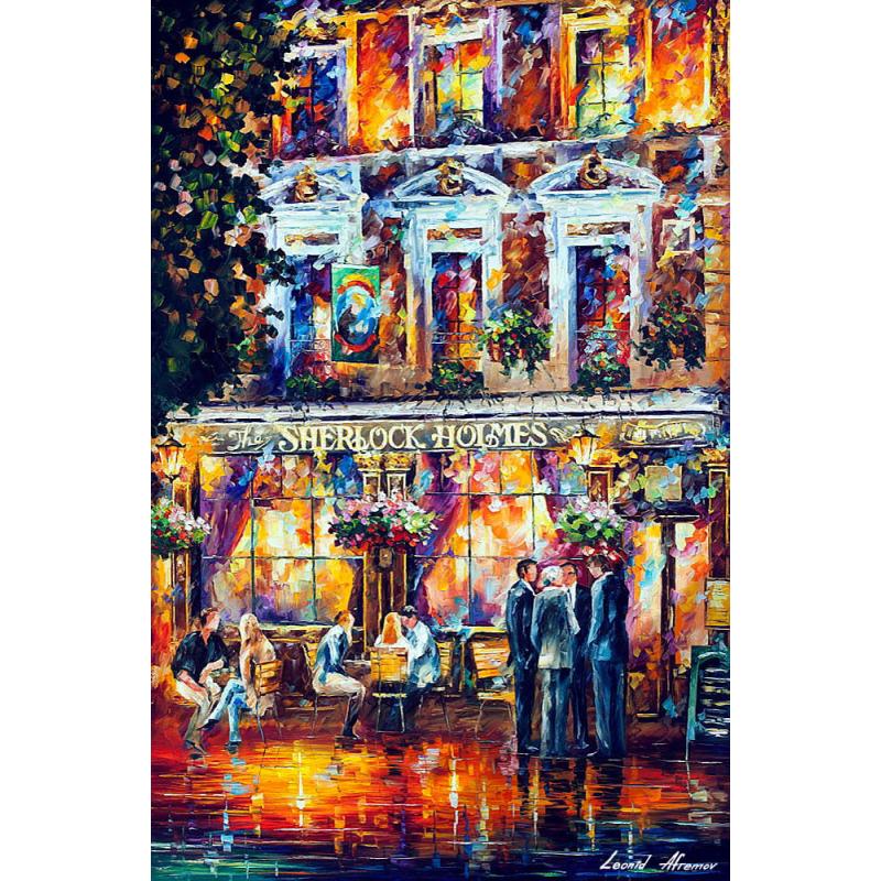 Gallery value USD10000 SHERLOCK HOLMES - PALETTE KNIFE Oil Painting On Canvas By Leonid Afremov