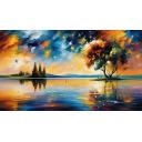 Gallery value USD8500 CELESTIAL REFLECTION - PALETTE KNIFE Oil Painting On Canvas By Leonid Afremov