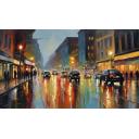 Gallery value USD17800 CITY LIGHTS AT DUSK - PALETTE KNIFE Oil Painting On Canvas By Leonid Afremov