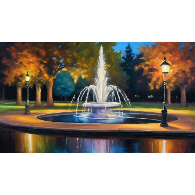 Gallery value USD15900 CITY PARK GLOW - PALETTE KNIFE Oil Painting On Canvas By Leonid Afremov