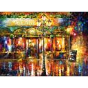 Gallery value USD17000 CLARENS MISTY CAFE - PALETTE KNIFE Oil Painting On Canvas By Leonid Afremov