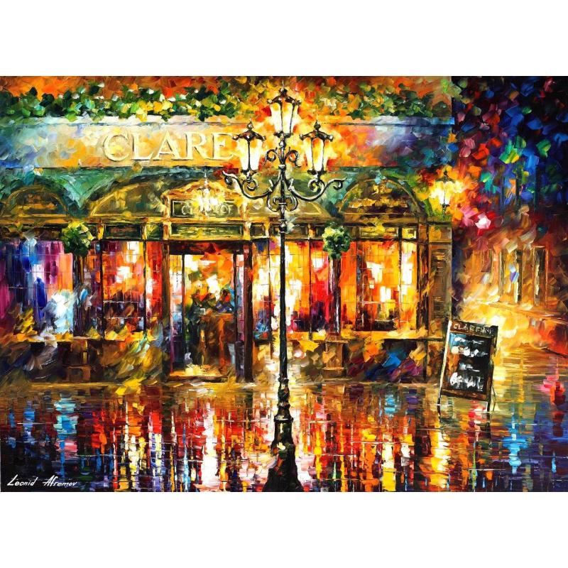 Gallery value USD18900 CLARENS MISTY CAFE  - PALETTE KNIFE Oil Painting On Canvas By Leonid Afremov