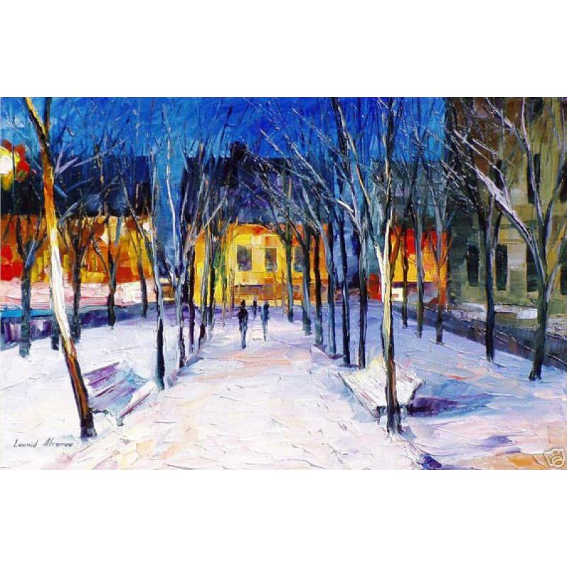 Gallery value USD19600 CLEAN SNOW - PALETTE KNIFE Oil Painting On Canvas By Leonid Afremov