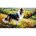 Gallery value USD8900 COLLIE GRACE - PALETTE KNIFE Oil Painting On Canvas By Leonid Afremov