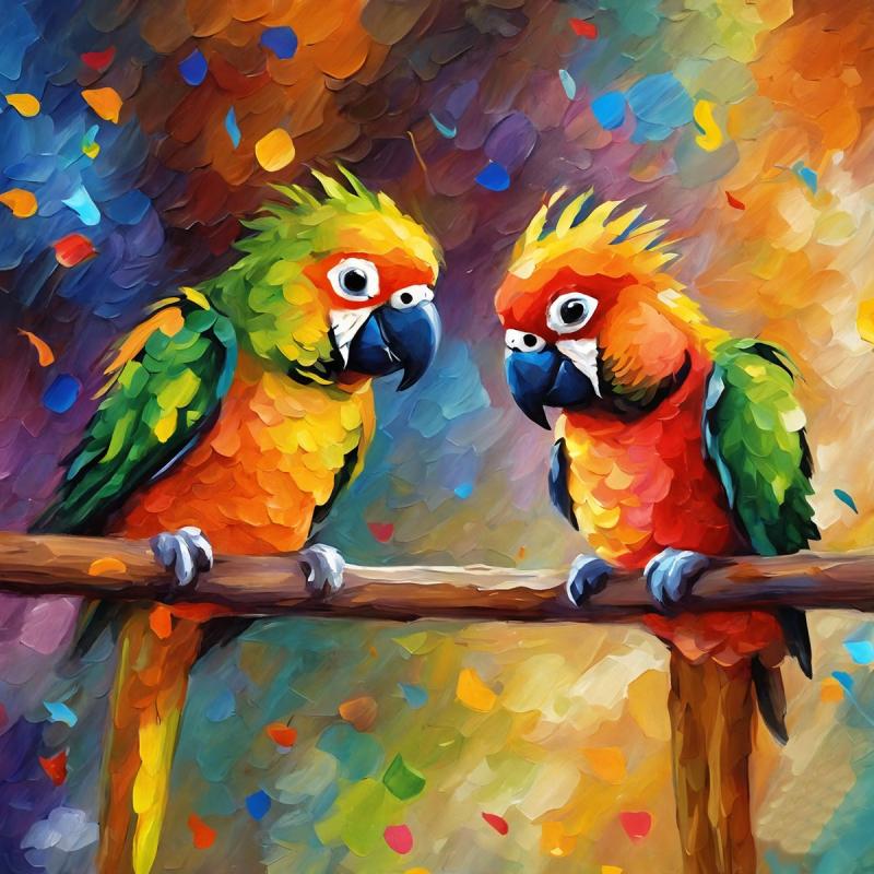 Gallery value USD8100 CONURE SERENADE - PALETTE KNIFE Oil Painting On Canvas By Leonid Afremov