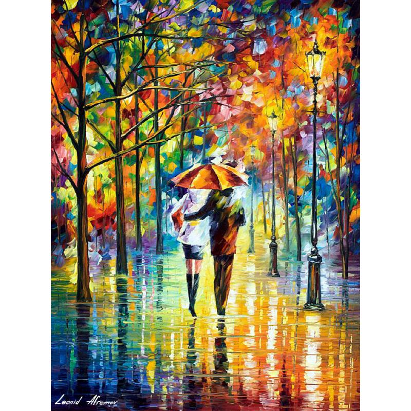 COUPLE UNDER THE RED UMBRELLA