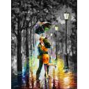 Gallery value USD18200 DANCE UNDER THE RAIN B&W - PALETTE KNIFE Oil Painting On Canvas By Leonid Afremov