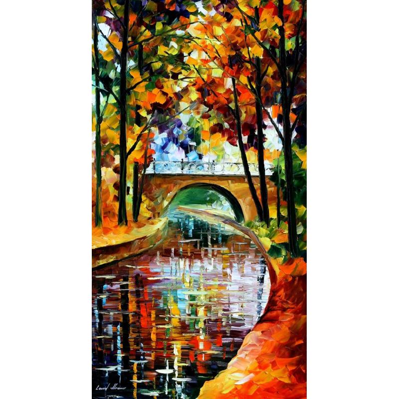 Gallery value USD7500 DELIGHTFUL PARK - PALETTE KNIFE Oil Painting On Canvas By Leonid Afremov