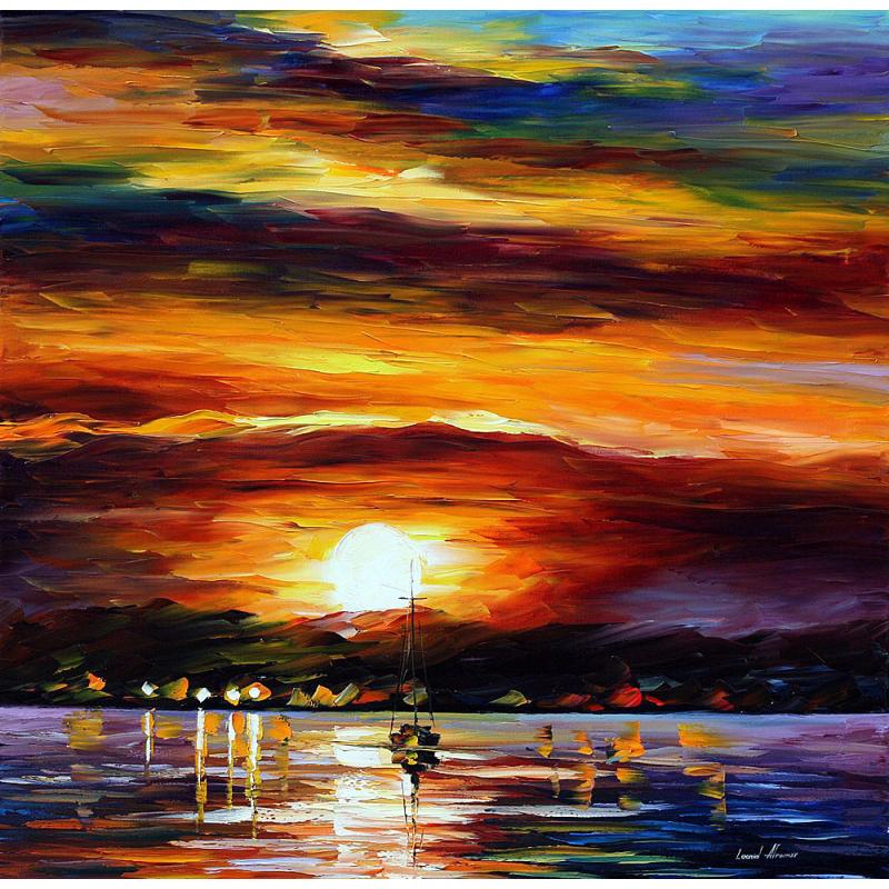 Gallery value USD8500 DISTANT COAST - PALETTE KNIFE Oil Painting On Canvas By Leonid Afremov