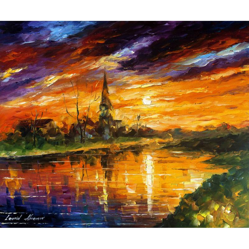 Gallery value USD12800 DREAMS FROM OVERSEAS - PALETTE KNIFE Oil Painting On Canvas By Leonid Afremov