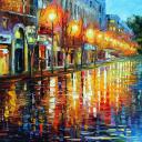 Gallery value USD10100 EARLY MORNING IN PARIS - PALETTE KNIFE Oil Painting On Canvas By Leonid Afremov