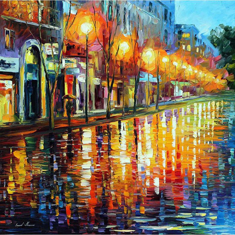 Gallery value USD10100 EARLY MORNING IN PARIS - PALETTE KNIFE Oil Painting On Canvas By Leonid Afremov