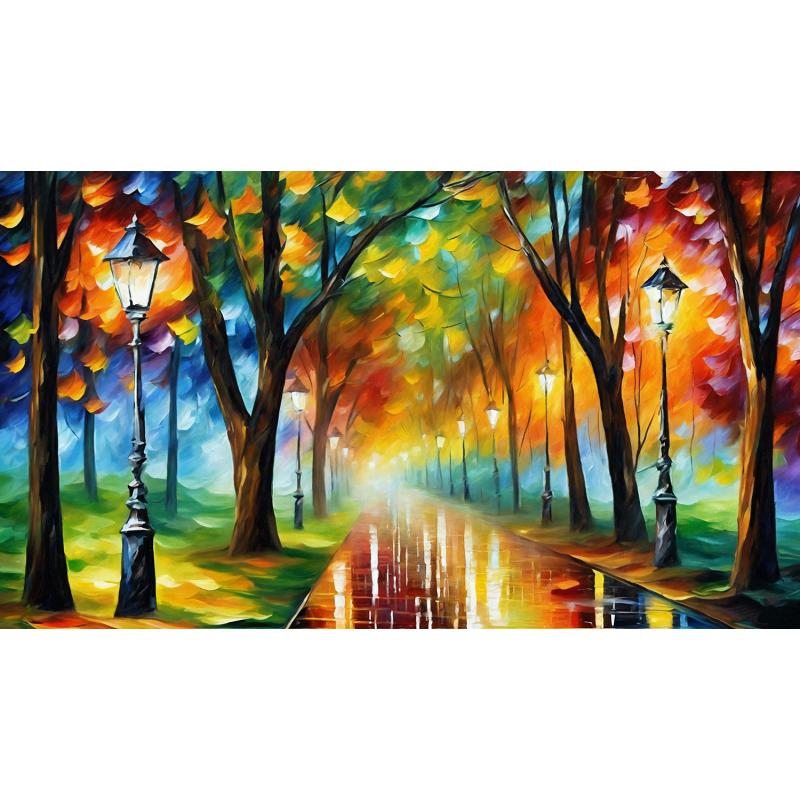 Gallery value USD9200 ENCHANTED PATHWAY - PALETTE KNIFE Oil Painting On Canvas By Leonid Afremov