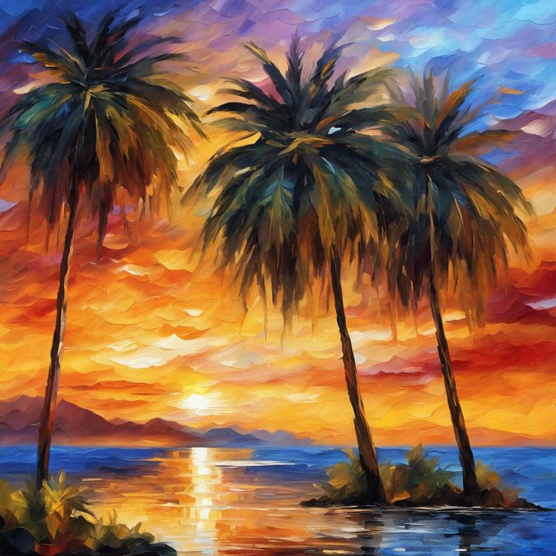 ETERNAL SUNSET - PALETTE KNIFE Oil Painting On Canvas By Leonid Afremov