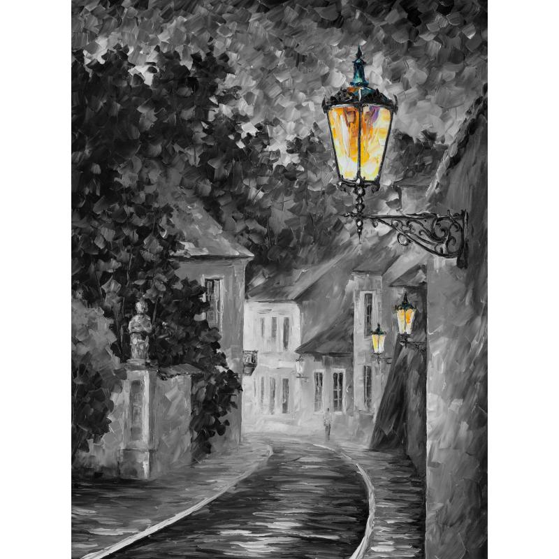 Gallery value USD14100 EVENING B&W - PALETTE KNIFE Oil Painting On Canvas By Leonid Afremov