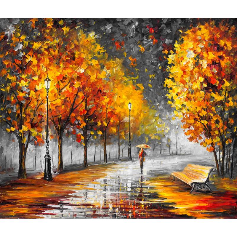 Gallery value USD15500 FALL MARATHON OF NATURE B&W - PALETTE KNIFE Oil Painting On Canvas By Leonid Afremov