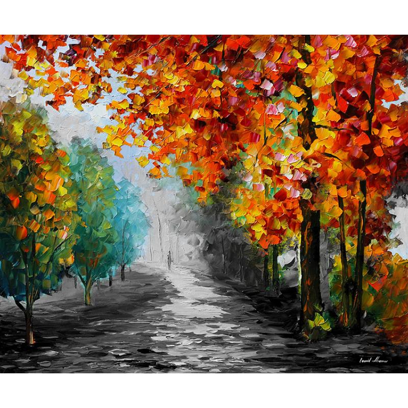 Gallery value USD7100 FALLING LEAVES - PALETTE KNIFE Oil Painting On Canvas By Leonid Afremov