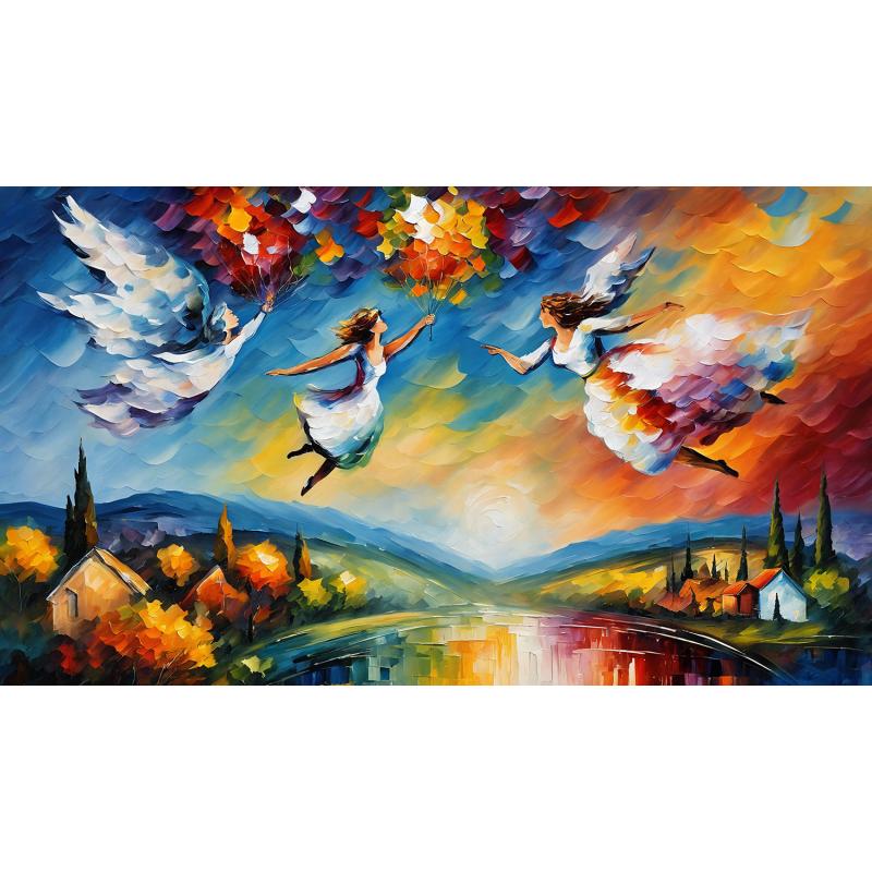 Gallery value USD11600 FANTASTICAL FLIGHT - PALETTE KNIFE Oil Painting On Canvas By Leonid Afremov