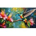 Gallery value USD18600 FIERY-THROATED HUMMINGBIRD - PALETTE KNIFE Oil Painting On Canvas By Leonid Afremov