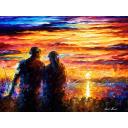 Gallery value USD14400 FISHING FOR TWO - PALETTE KNIFE Oil Painting On Canvas By Leonid Afremov