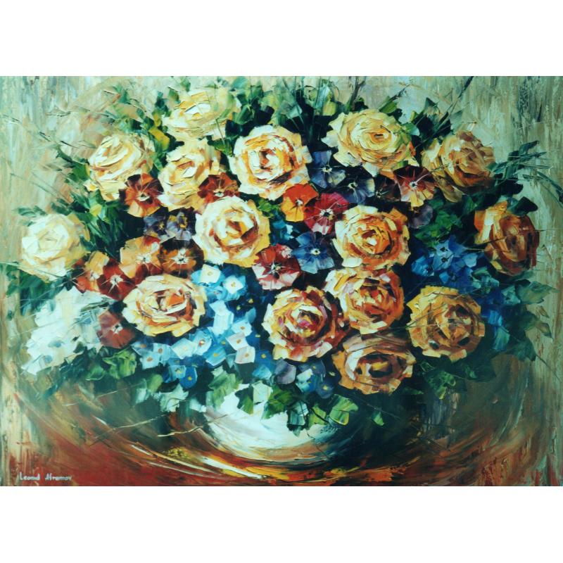 Gallery value USD11000 FLORAL RICHNESS - PALETTE KNIFE Oil Painting On Canvas By Leonid Afremov