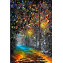 Gallery value USD16400 FOG ALLEY B&W  - PALETTE KNIFE Oil Painting On Canvas By Leonid Afremov